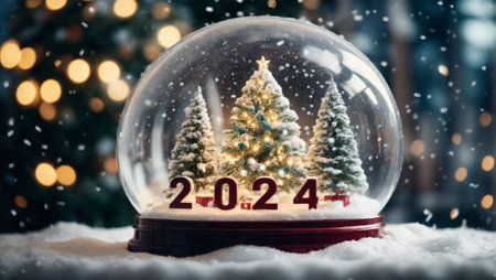 Snow globe with 2024 yearの素材
