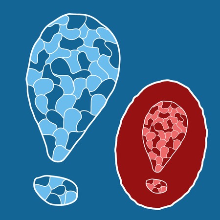 Mosaic doodle exclamation mark in blue and red variantsのイラスト素材