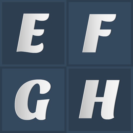 Paper Graphic Uppercase Alphabet Set E F G Hのイラスト素材