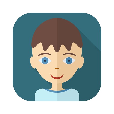 Avatars of children - boy face in flat style. Vector illustrationのイラスト素材