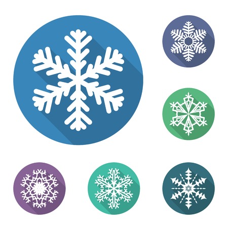 Set of snowflakes icon in flat style illustrationのイラスト素材