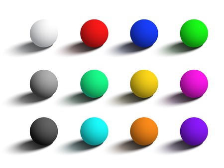 Set of isolated realistic 3D spheres in different colors. Vector objects on white background for your design.のイラスト素材