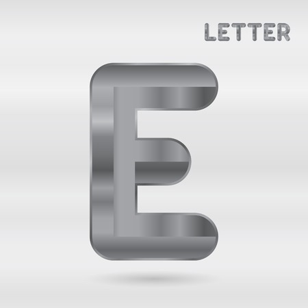 Metallic alphabet. Set of stainless 3d letters. Vector letter E.のイラスト素材