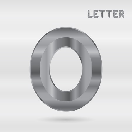 Metallic alphabet. Set of stainless 3d letters. Vector letter O.のイラスト素材