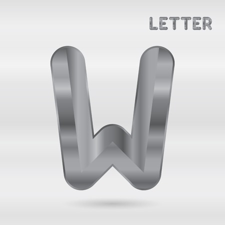 Metallic alphabet. Set of stainless 3d letters. letter W.のイラスト素材