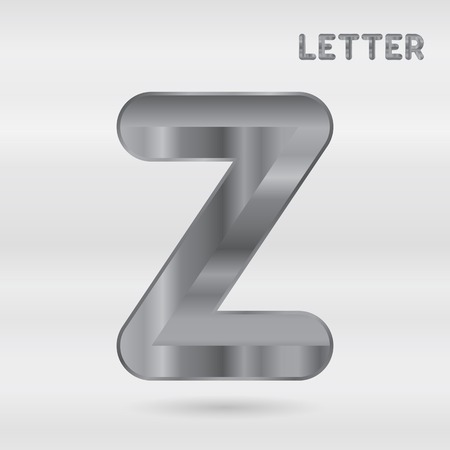 Metallic alphabet. Set of stainless 3d letters. letter Z.のイラスト素材