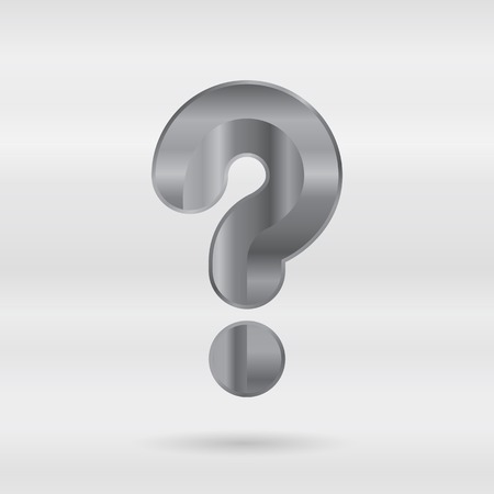Metallic alphabet. Set of stainless 3d letters. Vector punctuation mark  - question mark.のイラスト素材