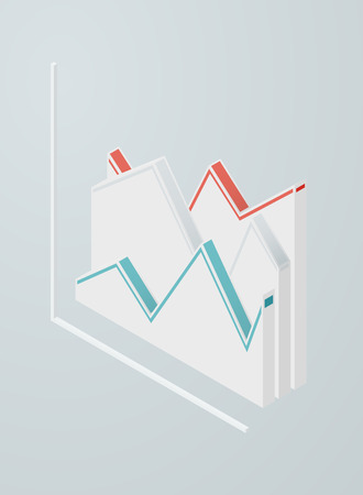 Isometric line chart icon. Vector 3d graph.のイラスト素材