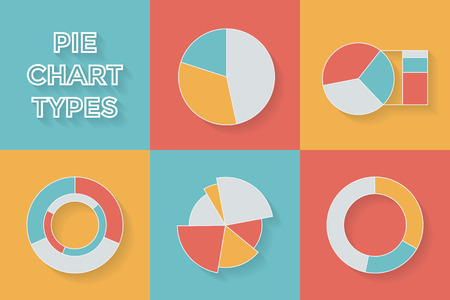 Pie chart types - Set of Infographic Elements. Collection in flat design style for presentation, booklet, website etc. Vector illustrationのイラスト素材