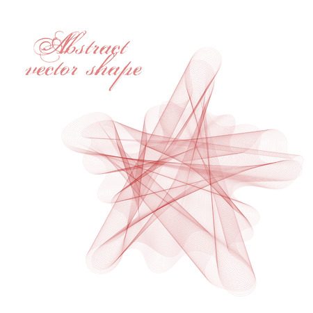 Abstract red wave element in the shape of star. Vector isolated curly component for background of your design.のイラスト素材