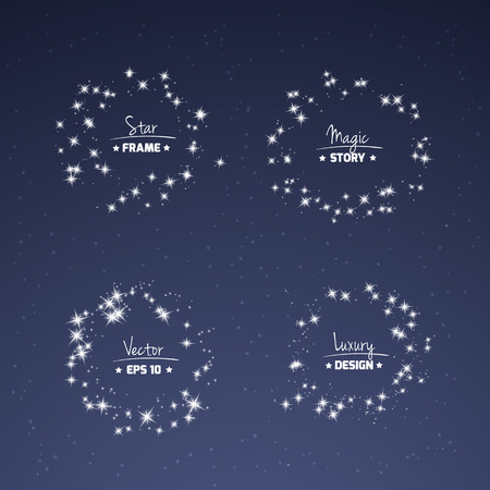Magic frame for your text from shiny stars. Vector decoration element.のイラスト素材
