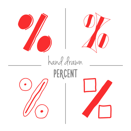 Set of red hand drawn percent signs.のイラスト素材
