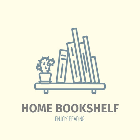 Thin lined book shelf icon.のイラスト素材