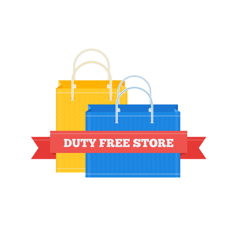 A Vector flat icon of Duty Free shopping bags at airport.のイラスト素材
