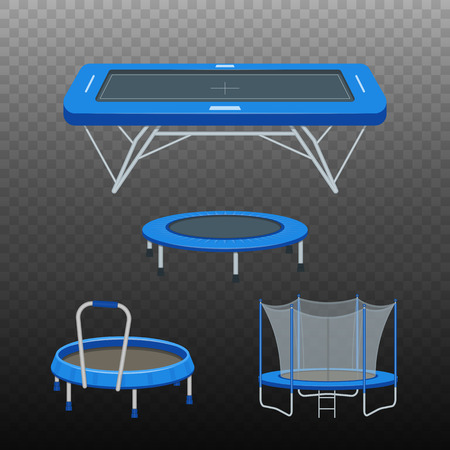 Jumping trampoline flat realistic icon.のイラスト素材