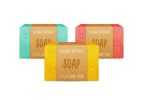 Natural handmade vector soap bars.のイラスト素材