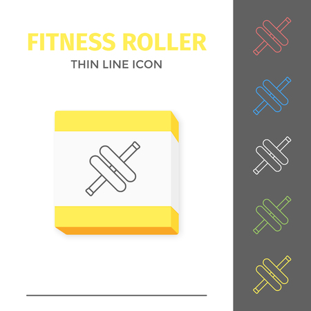 Simple line stroked handle fitness roller vector iconのイラスト素材