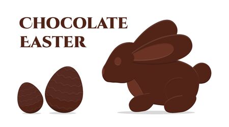 Easter chocolate eggs and bunny rabbit with ears.のイラスト素材