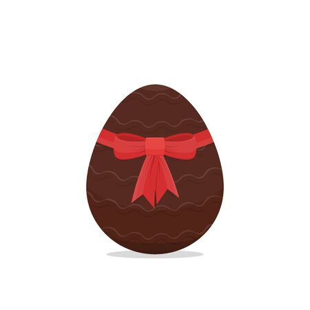 Vector Easter chocolate isolated egg with red bow.のイラスト素材