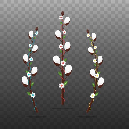 Vector cute isolated spring Easter willow branchesのイラスト素材