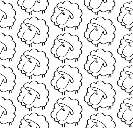 Cute seamless pattern with funny sheep, vector illustrationのイラスト素材