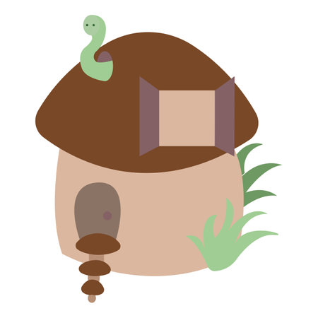 Cute mushroom house flat style. Children's illustration. Vector.のイラスト素材