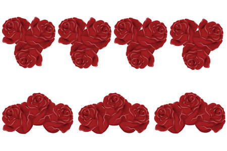 Decorative border of rose flowers. design. Vector illustration isolated on white background.のイラスト素材