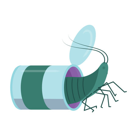 An insect in a tin can. The concept of pollution of nature. environmental catastrophy. Vector illustration isolated on white background.のイラスト素材