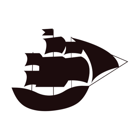 Sailing ship black simple icon isolated on white background for web designのイラスト素材