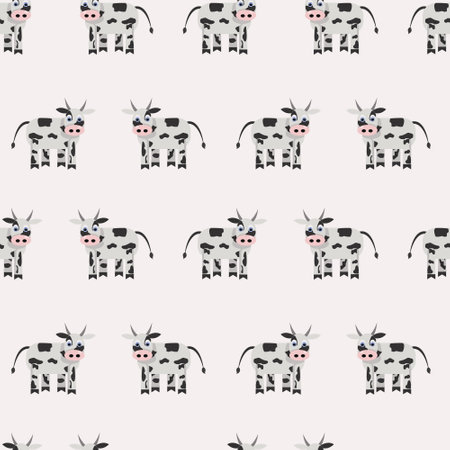Cute simple cow in cartoon style. Vector illustration isolated on white background.のイラスト素材