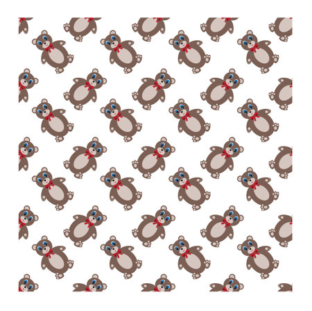 Cute teddy bear with a bow. Seamless pattern. Vector illustration.のイラスト素材
