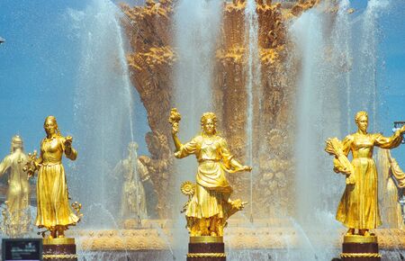 Fountain of friendship of nations on vdnkh, Moscow, Russiaの写真素材