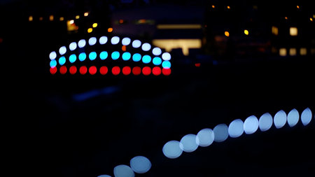 Abstract dark background. Blurred lights of the night city. Bokeh abstract.の写真素材