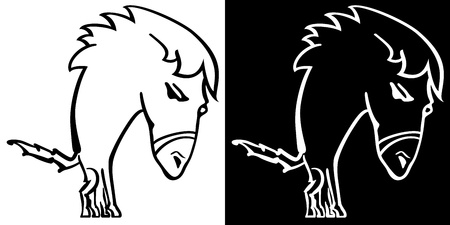 Cartoon illustration of funny horseのイラスト素材