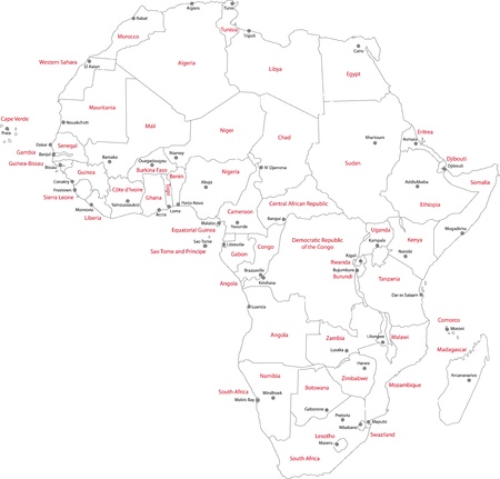 Africa map with countries and capital citiesのイラスト素材
