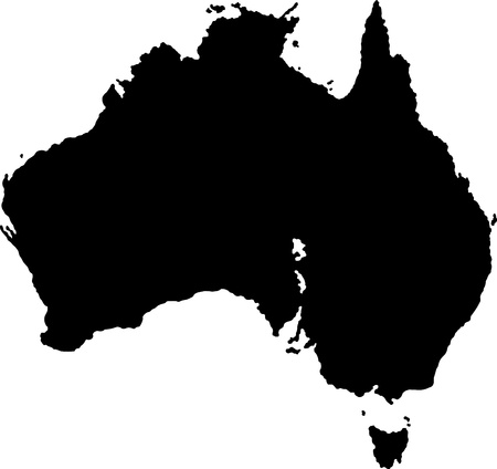 Black Australia map with region bordersのイラスト素材