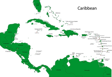 Map of Caribbean with countries and capital citiesのイラスト素材