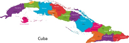 Colorful Cuba map with provinces and capital citiesのイラスト素材