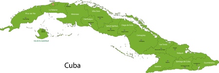 Map of Cuba with provinces and capital citiesのイラスト素材