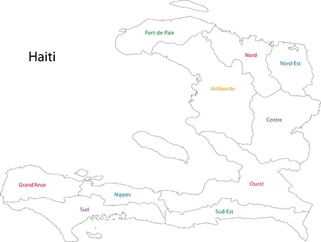 Outline Haiti map with departmentsのイラスト素材