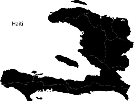 Black Haiti map separated on the departmentsのイラスト素材