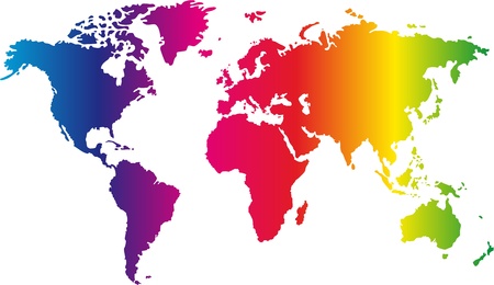 World map painted in seven primary coloursのイラスト素材