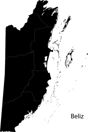 Belize map designed in illustration with the district colored in black のイラスト素材