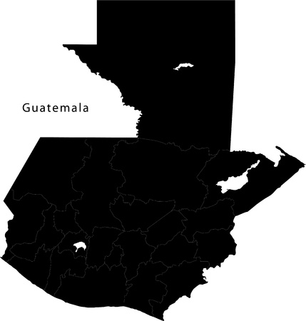 Black Guatemala map with department bordersのイラスト素材