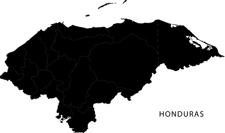 Black Honduras map with department bordersのイラスト素材