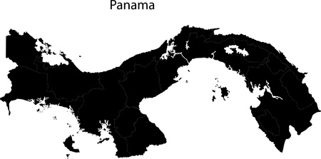 Black Panama map with province bordersのイラスト素材
