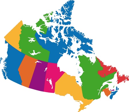 Vector colorful Canada map with province bordersのイラスト素材