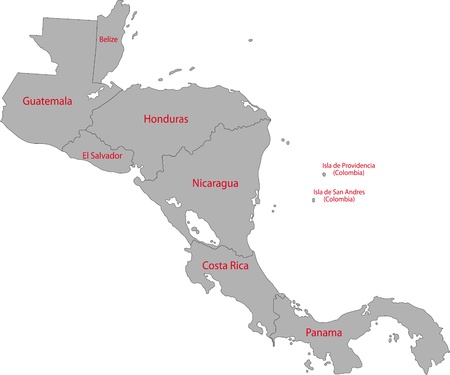 Gray Central America map with country bordersのイラスト素材