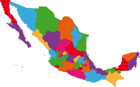 Vector colorful Mexico map with state bordersのイラスト素材