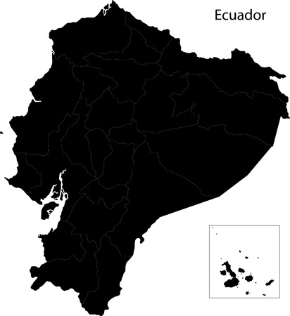 Black Ecuador map with province bordersのイラスト素材
